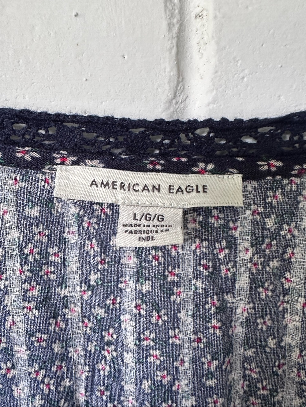 American Eagle Mixed Floral Print Boho Faux Wrap Mini Dress - Size L - Picture 6 of 7